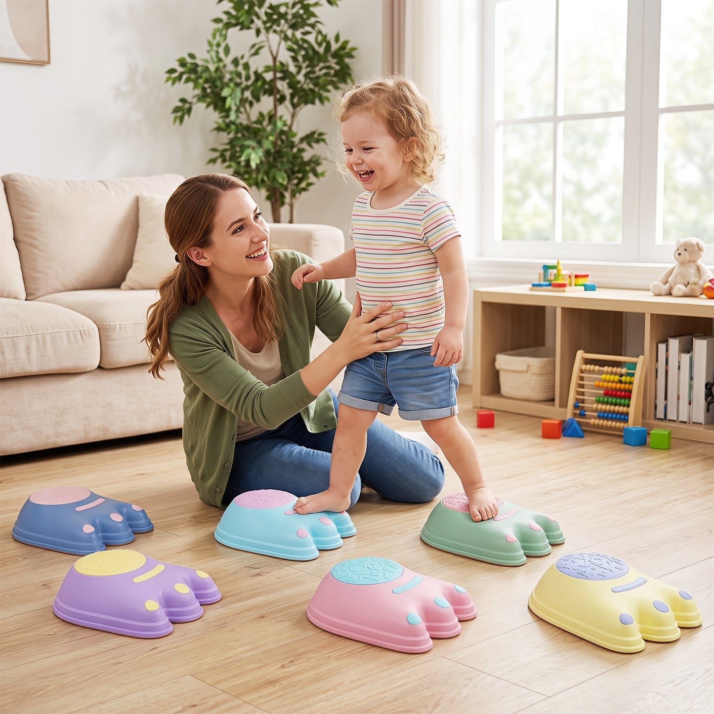 Cute Monster Theme 6 Pieces Non-Slip Design for Ages 3+ Kids