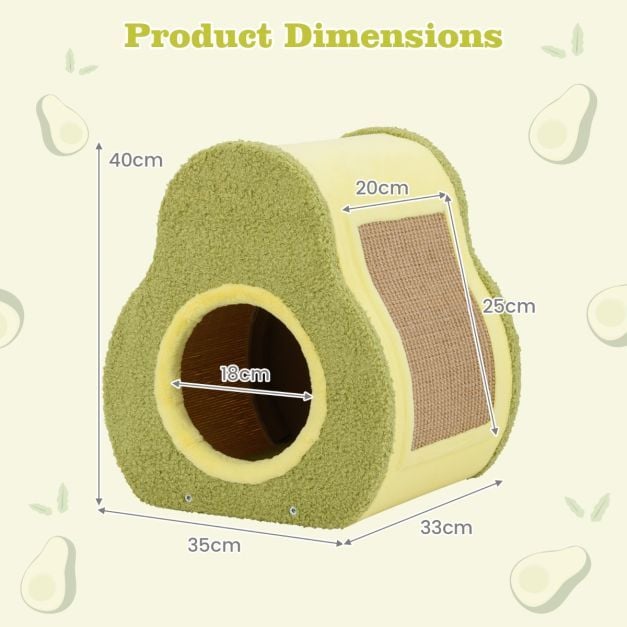 Cute Nature-Themed 2-Piece Cat Tree & Avocado House Bundle
