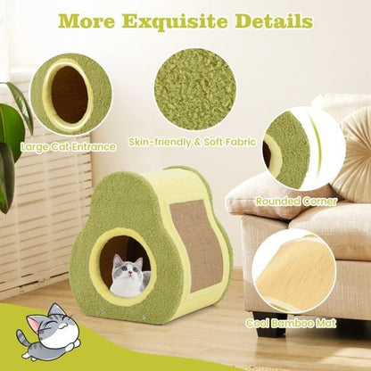 Cute Nature-Themed 2-Piece Cat Tree & Avocado House Bundle