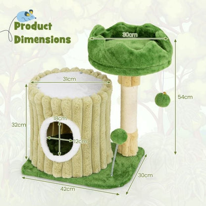 Cute Nature-Themed 2-Piece Cat Tree & Avocado House Bundle