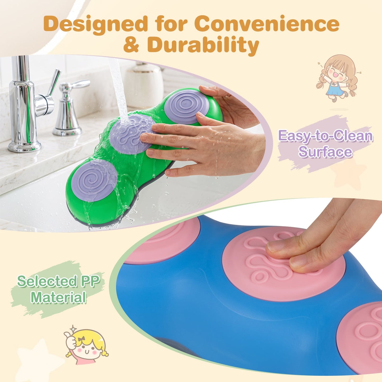 Cute Peanut Theme 5 Pieces Stepping Stones Non-Slip Design for Ages 3+ Kids