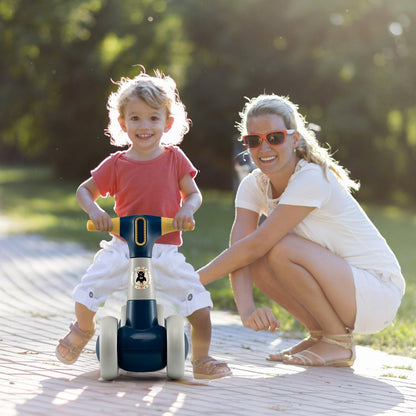 Cute Baby Balance Bike 4 Wheels with Steering Handlebars No Pedal-Yellow
