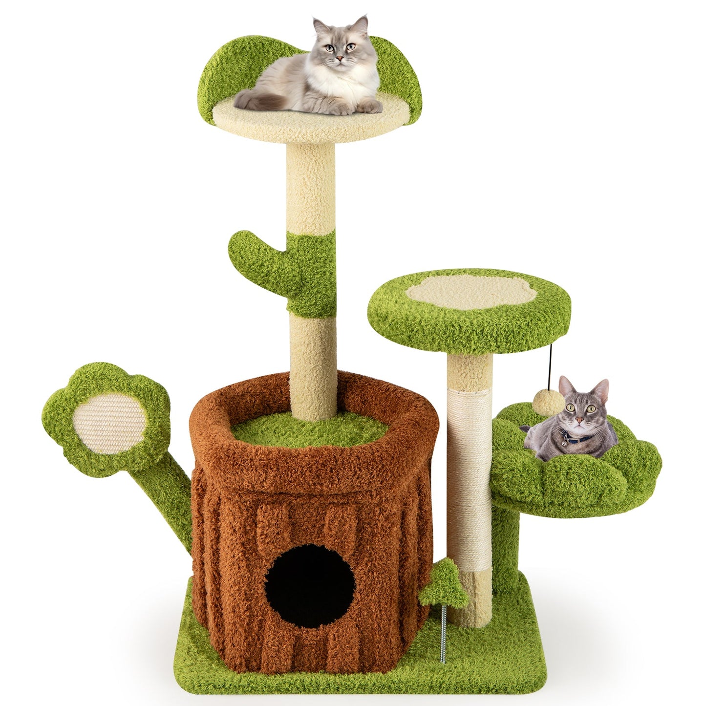 Cute Cat Tree for Adult Cats Indoor Pet Jungle Activity Center-Green