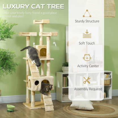 PawHut Cat Tree Scratching House, Activity Play Centre