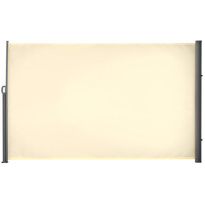 Outsunny Rozwijana markiza przeciwsłoneczna boczna Ekran ogrodzenia Patio Ogród Ściana Balkon Panel ekranowy Zewnętrzna roleta Prywatność Przegroda (3x1,8M, Kremowo-biały)