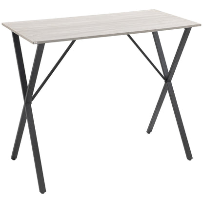HOMCOM 120 cm Rectangular Bar Table for 4 People, Modern Breakfast Bar Table with Wood Effect Tabletop, Steel Legs, Coffee Desk for Living Room, White
