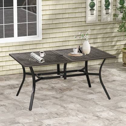 Stół ogrodowy Outsunny Six-Seater Steel, z otworem na parasol √¢≈í‚Ç¨41mm - imitacja drewna