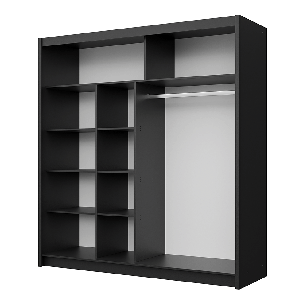 Black Mirrored Sliding Door Wardrobe 203cm – MAYFAIR