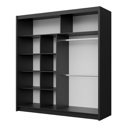 Black Mirrored Sliding Door Wardrobe 203cm – MAYFAIR