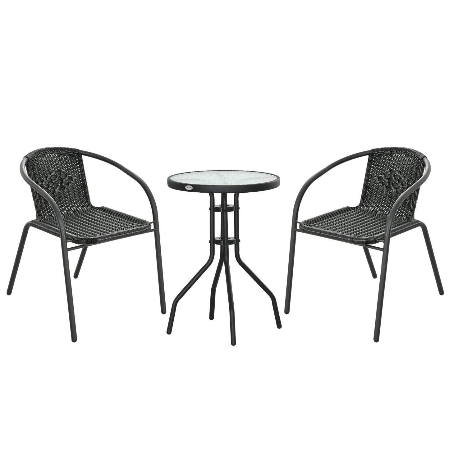 Outsunny 3 Pieces Rattan Bistro Set - Black