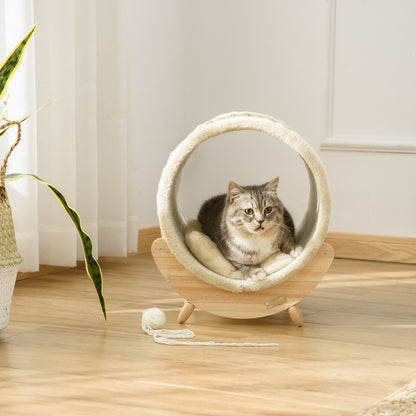 PawHut Raised Cat House, z drapakiem - beżowy