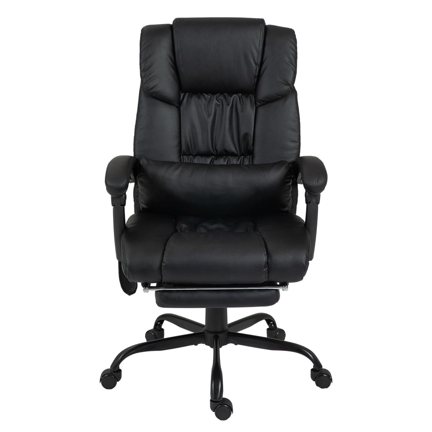 Vinsetto 6-Point Massage Office Chair, PU Leather Desk Chair with Adjustable Height and Footrest for Home Office, Black
