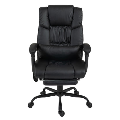 Vinsetto 6-Point Massage Office Chair, PU Leather Desk Chair with Adjustable Height and Footrest for Home Office, Black