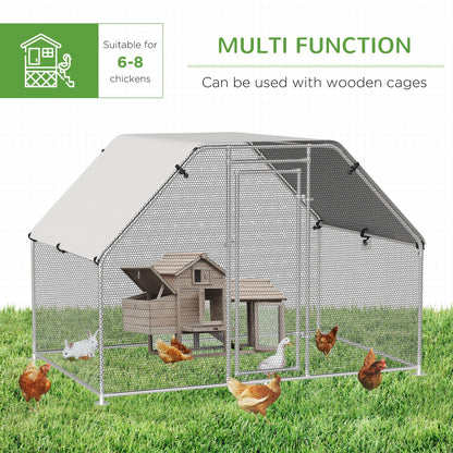 PawHut Walk-In Chicken Coop Run Cage Large Metal Chicken House w/ Cover Outdoor, 280W x 190D x 195H cm