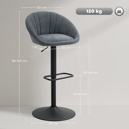 HOMCOM Set of Two Relaxed Tub Bar Stools - Dark Grey