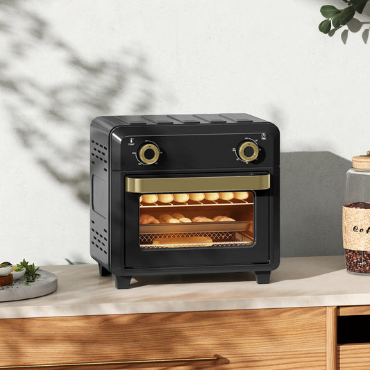 Piekarnik HOMCOM 10L Air Fryer, Mini Piekarnik, Gotowanie Bez Oleju, Grillowanie, Pieczenie, Z Regulowaną Temperaturą, Timer, Można Myć W Zmywarce, 1000 W, Czarny