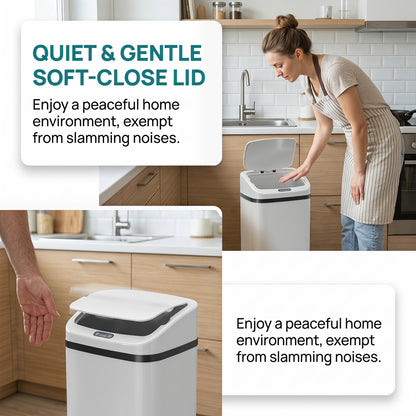 HOMCOM 48L Stainless Steel Sensor Bin - White