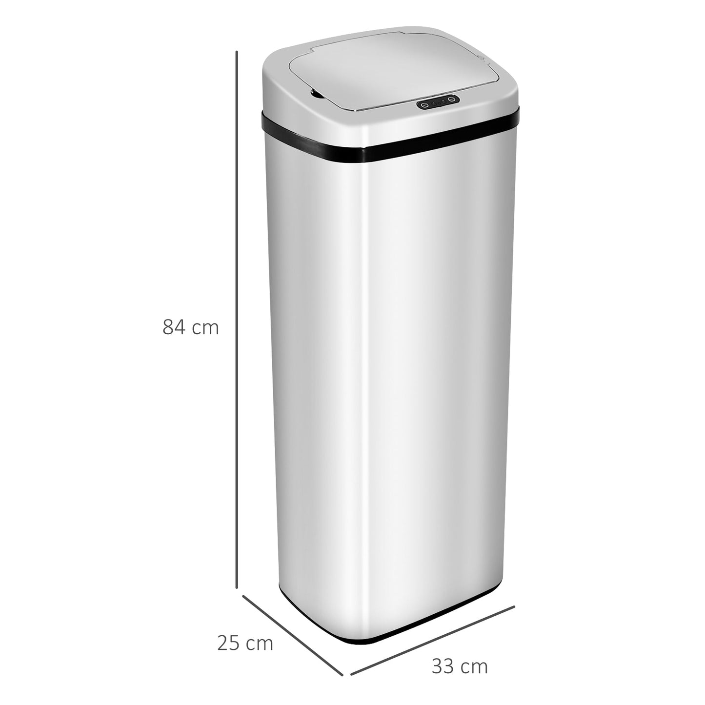 HOMCOM 50L الأشعة تحت الحمراء Touchless استشعار الحركة التلقائي سلة المهملات الفولاذ المقاوم للصدأ سلة المهملات مكتب المنزل