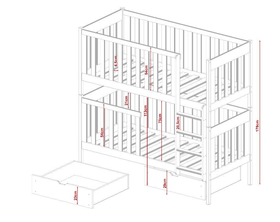 Wooden Bunk Bed David with Storage