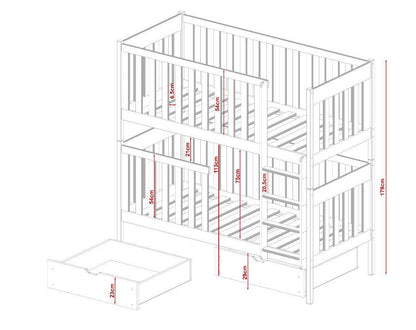 Wooden Bunk Bed David with Storage