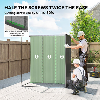 Outsunny 5 x 3.5ft Metal Garden Storage Shed with Effortless Assembly and 2 Pairs of Gloves, Waterproof Outdoor Shed, Dark Grey