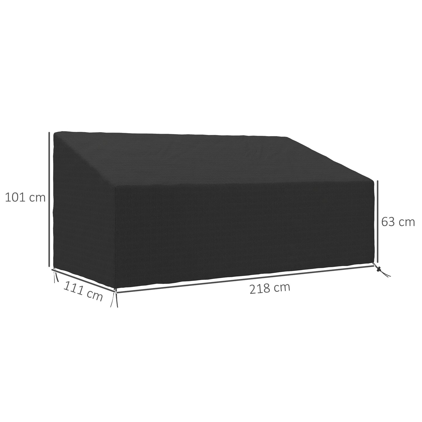 Outsunny 600D Oxford Cloth Garden Furniture Cover Waterproof, 3 Seater Sofa Protector for Patio, Outdoor, Black, 218 x 111 x 63-101 cm