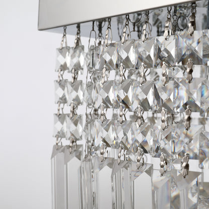 HOMCOM Modern Crystal Ceiling Light Square Crystal Chandelier for Living Room, Dining Room, Hall, E14 Base, Silver, 80 x 25 x 23cm