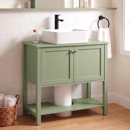 HOMCOM Under Sink Bathroom Cabinet with 2 Doors in Green, image 2