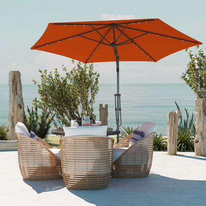 Outsunny 3(m) Solarny LED Cantilever Parasol - Pomarańczowy