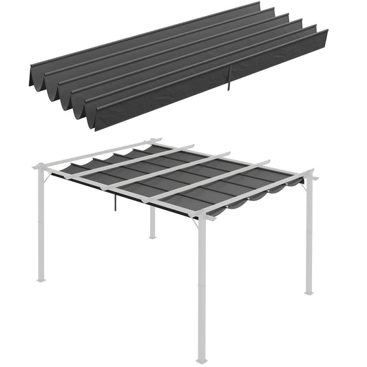 Outsunny Retractable Pergola Cover, 3.5 x 2.6 m Replacement Canopy Fabric for 4 x 3 m Frame, Roof Top Only, Dark Grey