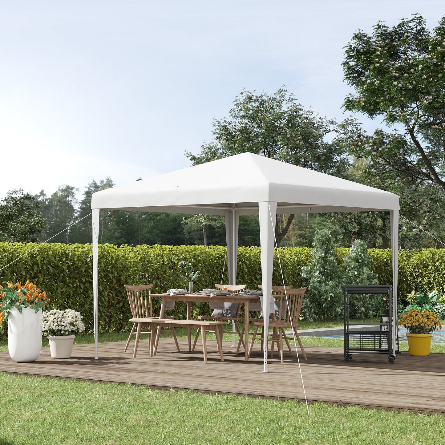 Outsunny 2.7m x 2.7m Garden Gazebo Marquee Party Tent Wedding Canopy Outdoor(White)