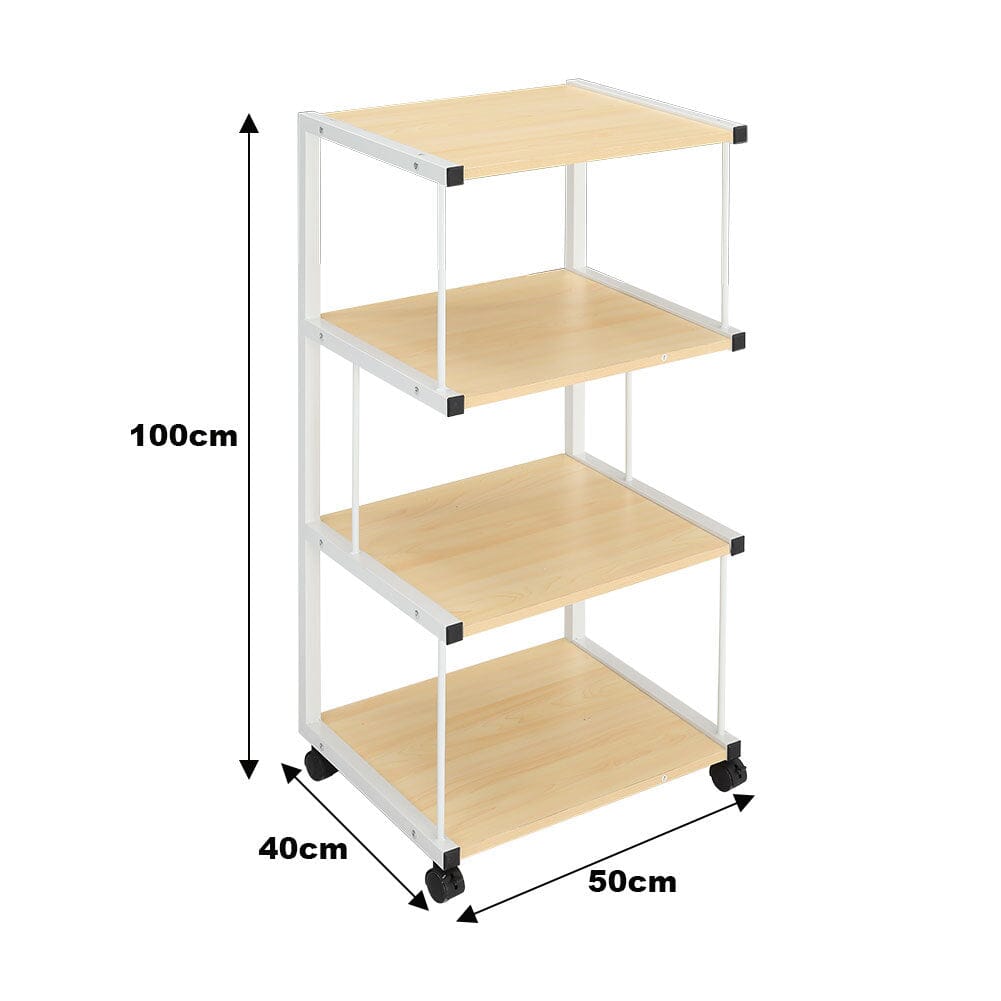 Versatile Mobile Printing Desk in Natural Wood Finish