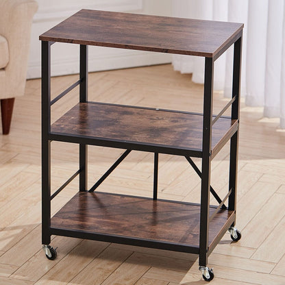 Chic Three-Tier Vintage Cart with Black Steel Frame