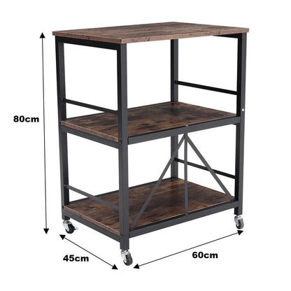 Chic Three-Tier Vintage Cart with Black Steel Frame