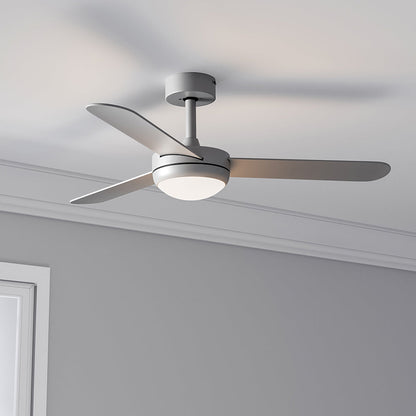 Silver 3 Blade Ceiling Fan with LED Lamp & Remote Control 42Inch