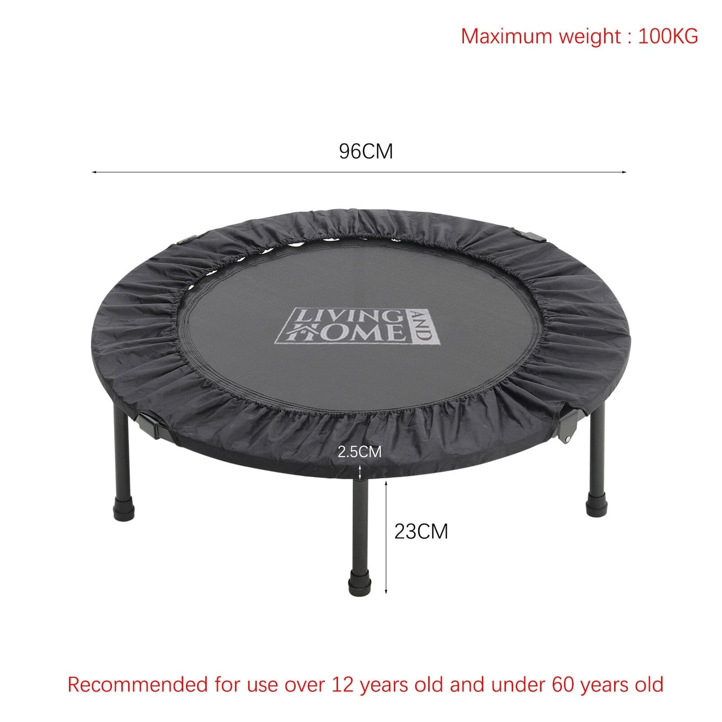 38 Inch Black Foldable Round Exercise Trampoline