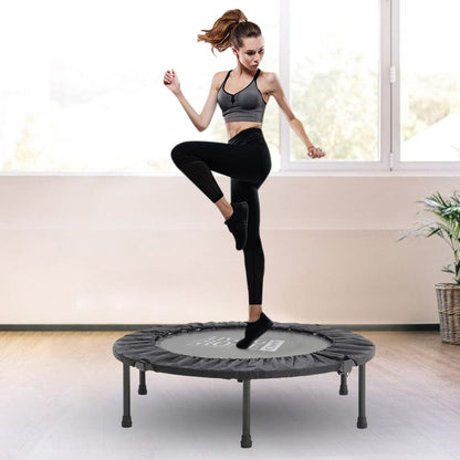 38 Inch Black Foldable Round Exercise Trampoline