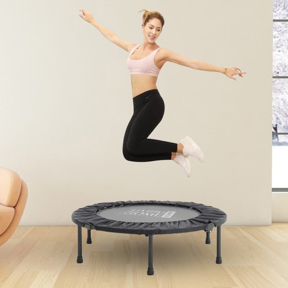 38 Inch Black Foldable Round Exercise Trampoline