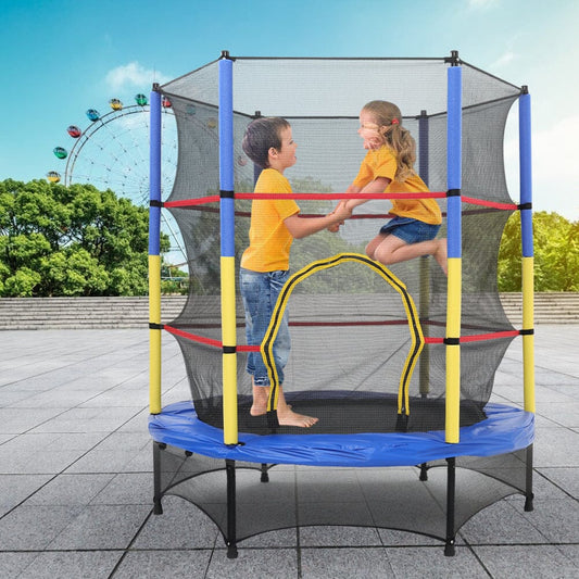 4.5FT Kids Mini Trampoline with Safety Enclosure