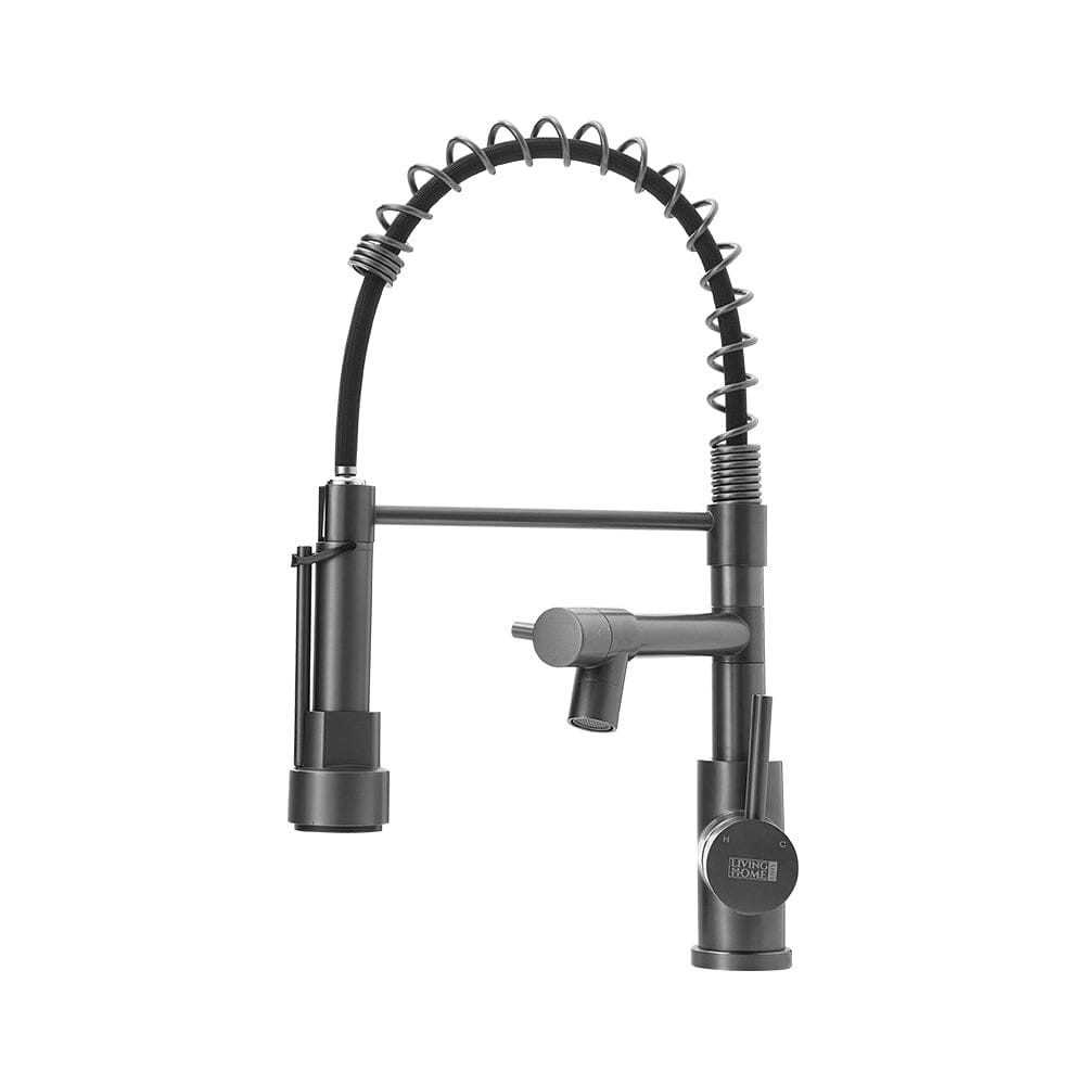 Stainless Steel Kitchen Faucet with Pull Down Spring Spout and Pot Filler