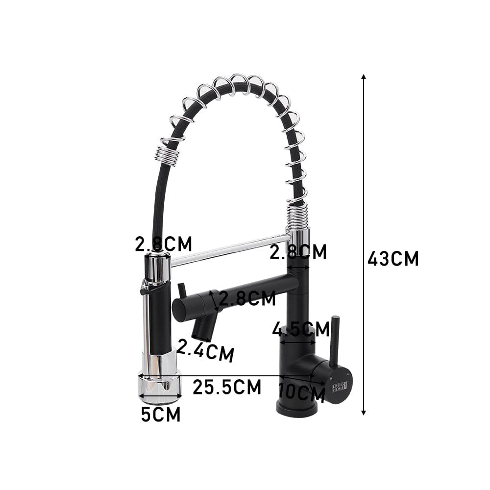 Stainless Steel Kitchen Faucet with Pull Down Spring Spout and Pot Filler