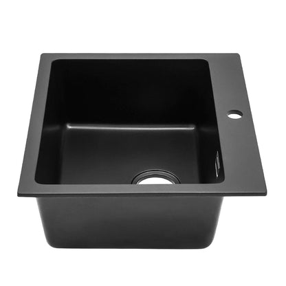 Quartz Undermount Kitchen Sink Single Bowl in Black