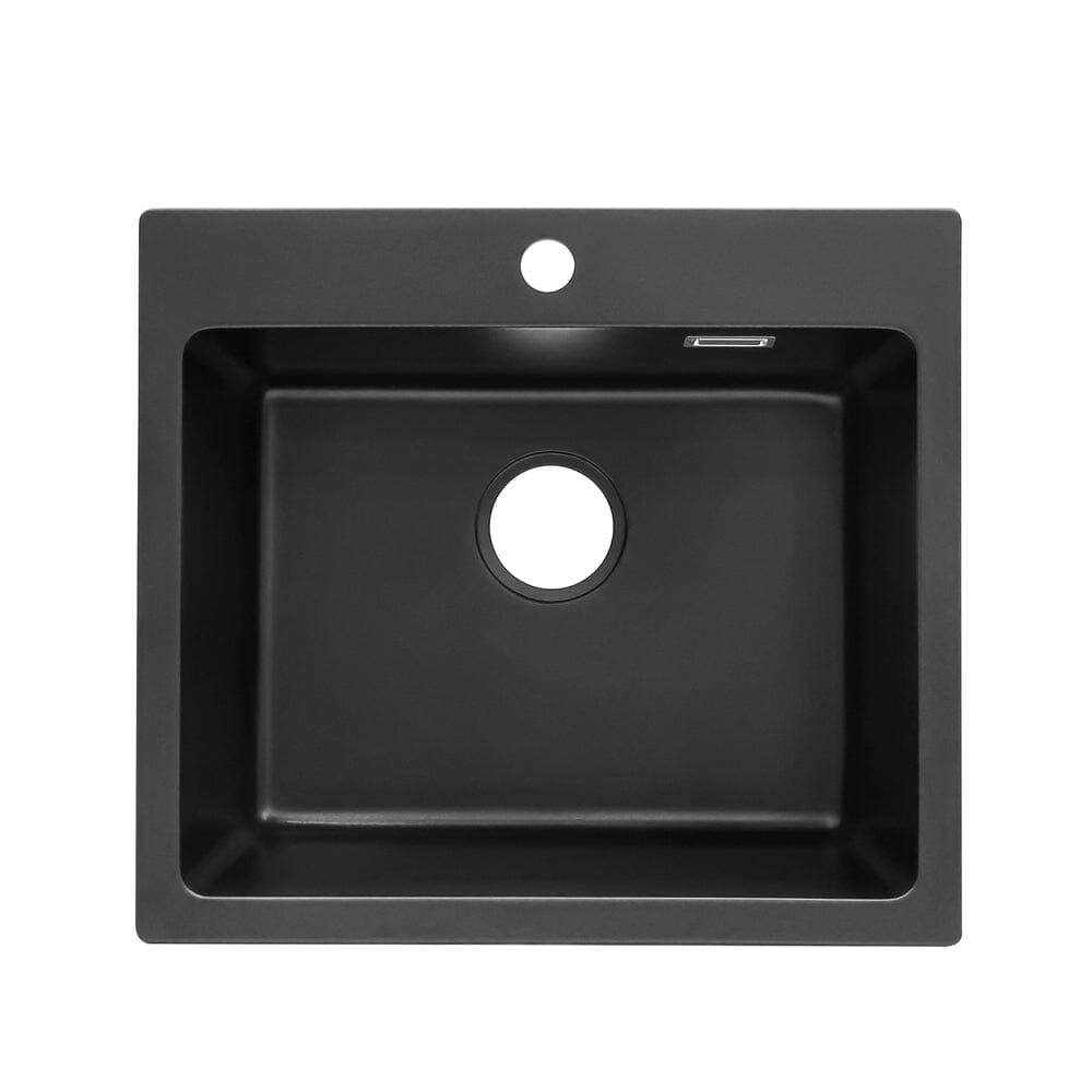 Quartz Undermount Kitchen Sink Single Bowl in Black