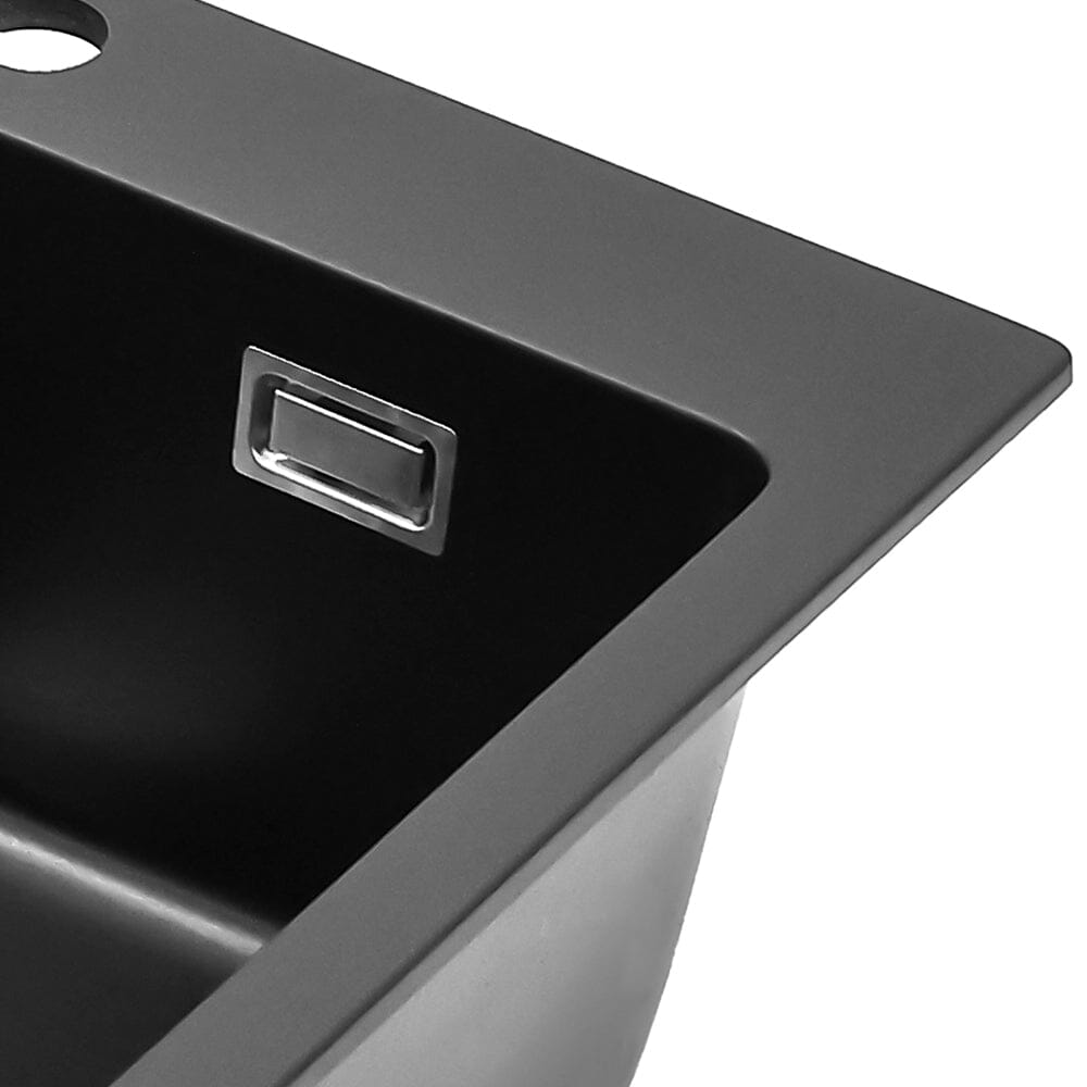 Quartz Undermount Kitchen Sink Single Bowl in Black