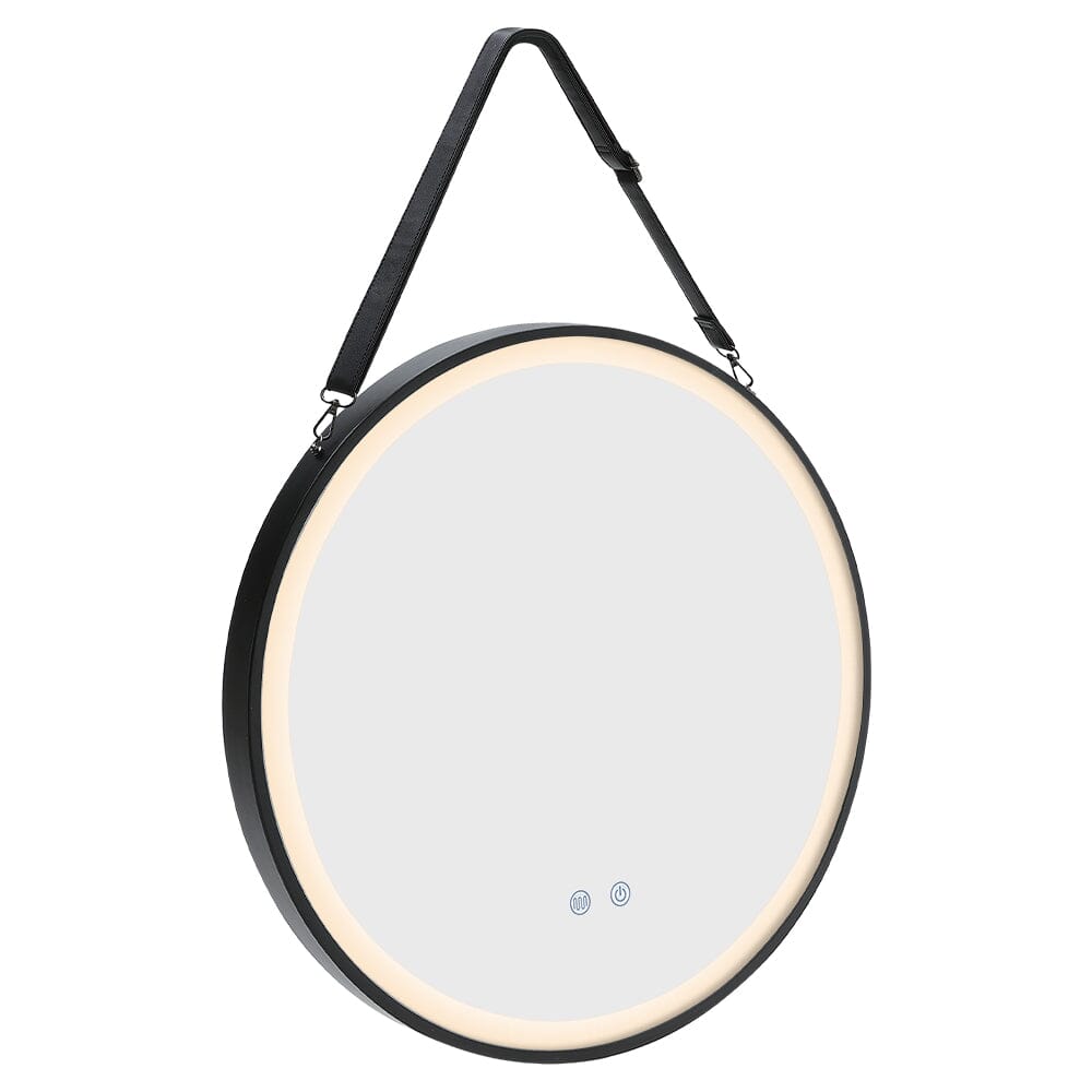 Round Metal LED Mirror with Hanging Strap