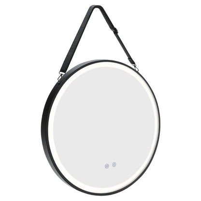 Round Metal LED Mirror with Hanging Strap