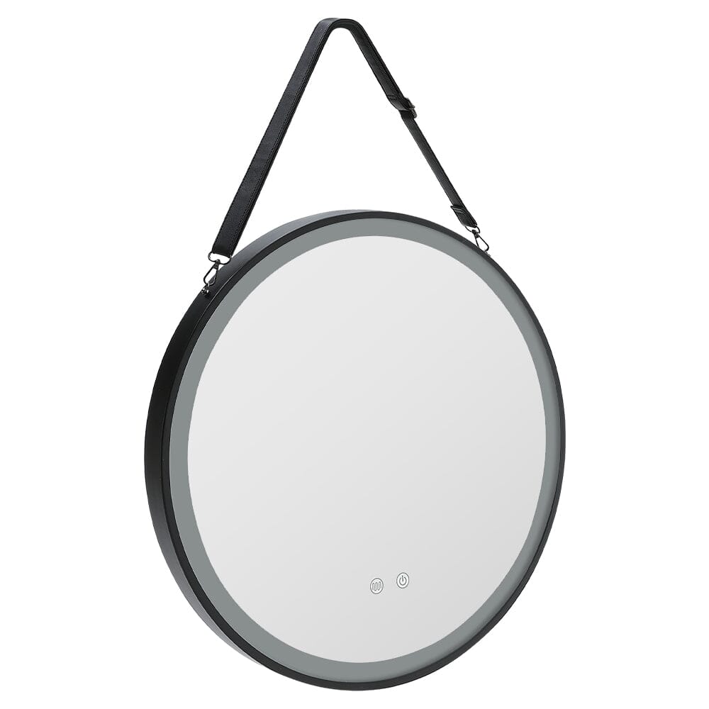 Round Metal LED Mirror with Hanging Strap