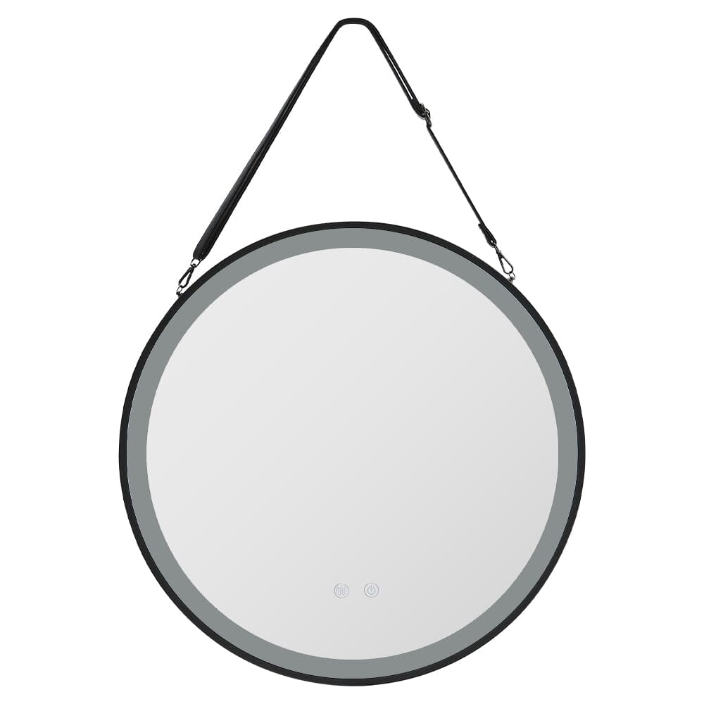 Round Metal LED Mirror with Hanging Strap