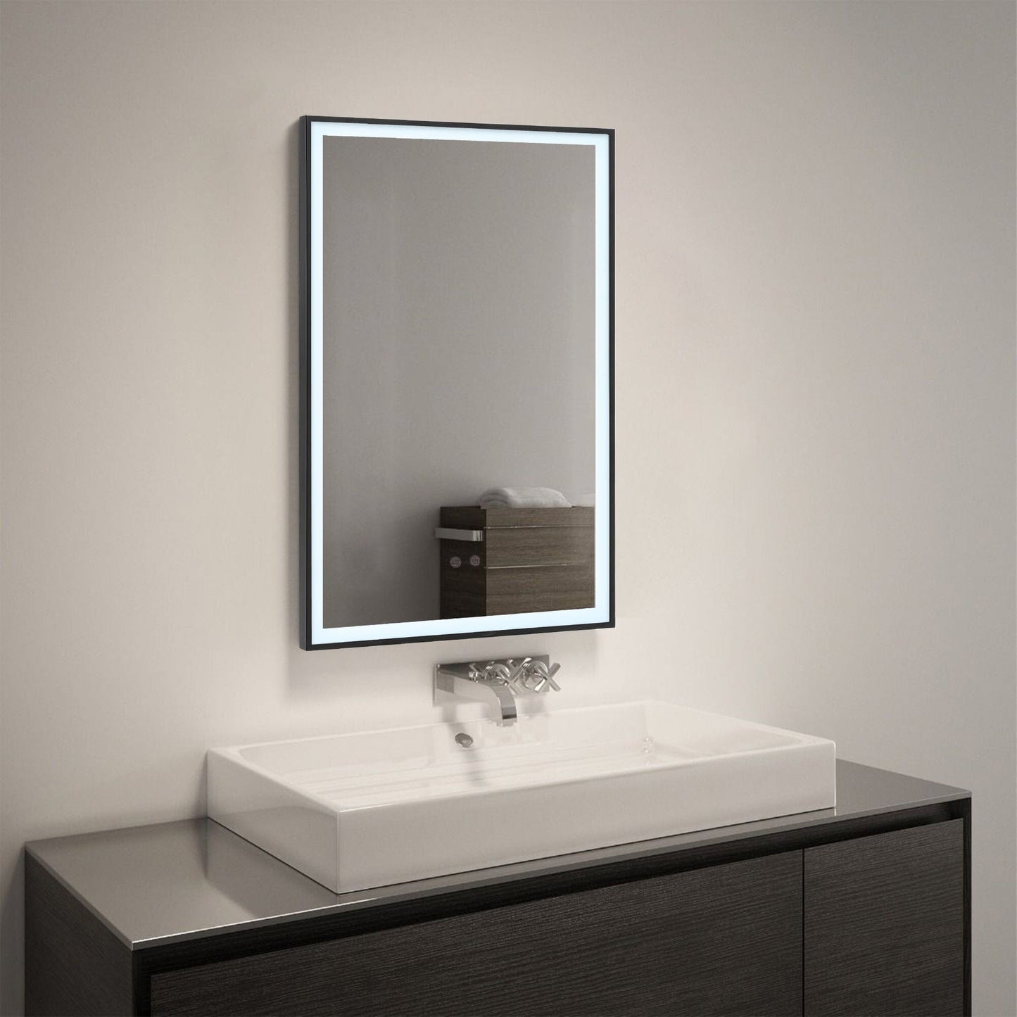 Rectangular 50x70cm Anti-fog Bathroom Vanity Mirror with Touch Lighting