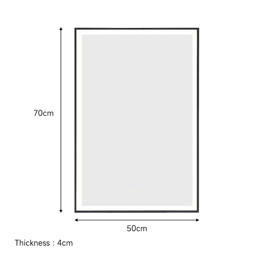 Rectangular 50x70cm Anti-fog Bathroom Vanity Mirror with Touch Lighting